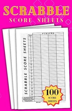 two sheets of scrabble score sheets with the words scrabble score sheets