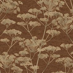 a brown and tan wallpaper with flowers on it