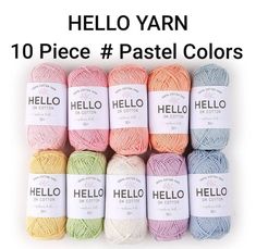 hello yarns in pastel colors with the words hello written on them