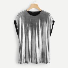 Material: Spandex, Polyester, 94% Polyester, 6% Spandex • Sleeve Length (Cm): Short • Style: Casual, Regular • Decoration: None • Collar: O-Neck • Type: Tops, Tees, Solid, Broadcloth, Regular Fit • Fabric: Fabric Has Some Stretch Patchwork Tshirt, Summer Cotton Tops, T Shirt Womens, Silver Shorts, Party Summer, Short Pajama Set, Oversized T Shirt, Women's Summer Fashion, Ladies Party