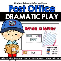 a post office dramatic play for students to practice writing and using the letter's