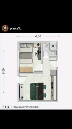 the floor plan for a small apartment with an attached bathroom and living room in it