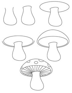 how to draw a mushroom step by step