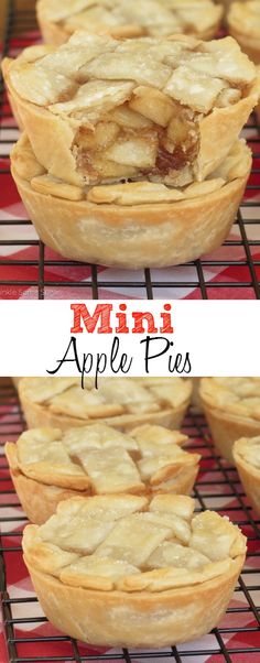 mini apple pies sitting on top of a cooling rack