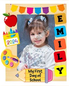 Name craft. Photoframe for Bach to School Back To School Picture Frame, 5th Grade Back To School, School Picture Frames, School Keepsake, Back To School Pictures, Picture Frame Crafts