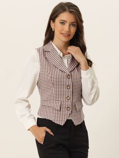 Shop Allegra K for plaid waistcoat notched lapel collar single breasted vintage vest you are looking for, get more women's vests for yourelf. Order now! Free Returns! Concert Wedding, Working Office, Wedding Themed, Lightweight Vest, Plaid Vest, Vintage Vest, Handkerchief Hem, Collar Pattern, Plaid Fashion