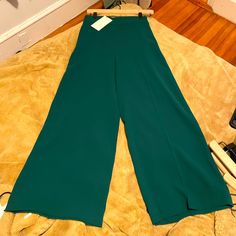 Zara Xs High Waisted Wide Leg Dress Slacks Jade Green Nwt Spring Stretch Full-length Pantsuit, Spring Stretch Full Length Pantsuit, Tailored Evening Bottoms For Summer, Spring Date Night Dress Trousers, Green Ankle-length Wide Leg Pants For Formal Occasions, Formal Green Ankle-length Wide Leg Pants, Green Stretch Bottoms For Evening, Stretch Green Bottoms For Evening, Green Fitted Wide-leg Dress Pants