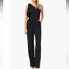 Brand New! An Elegant One-Shoulder Neckline And Figure-Skimming Silhouette Style A Sophisticated Jumpsuit With Two Panels That Cascade Over The Single Shoulder. One-Shoulder Neck Sleeveless Lined 97% Polyester, 3% Spandex Elegant Fitted Off-shoulder Jumpsuits And Rompers, Black One-shoulder Jumpsuit For Formal Occasions, Elegant Off-shoulder Jumpsuits And Rompers For Spring, Chic Off-shoulder Evening Jumpsuits And Rompers, Black One-shoulder Jumpsuits And Rompers For Formal Events, Elegant Off-shoulder Jumpsuits For Spring, One-shoulder Fitted Jumpsuit For Work, Fitted One-shoulder Jumpsuits And Rompers For Cocktail, One Shoulder Fitted Jumpsuits And Rompers For Cocktail