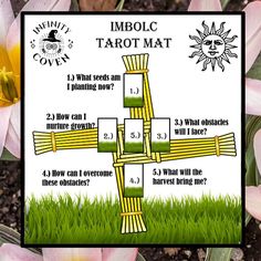 a card with instructions on how to make an inflatable tarot mat for your garden