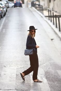 Time for Fashion » SS 2014 Trends: Birkenstock Sandals Annie Hall, 2014 Trends, Phoebe Philo, Black 13, Black Trousers, Street Style Inspiration, Office Style, Black Hat, City Style