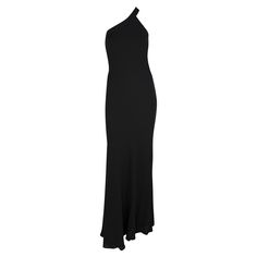 With a variation debuting as Look 68 on the Fall/Winter 1996 Calvin Klein runway, modeled by Christina Kruse, this form-fitting black gown is a classic knockout. This stretch gown is the elevated essential that every wardrobe needs. This beautiful gown features a floor-length hem and a single asymmetric shoulder strap. Approximate measurements: Size - 6US Bust: 30 - 34" Waist: 24 - 30" Hips: 30 - 42" Shoulder to hem: 63" 100% viscose Fitted One-shoulder Bias Cut Evening Dress, Fitted Gown With Bias Cut And Asymmetrical Neckline, Fitted Evening Dress With Asymmetrical Neckline And Bias Cut, Fitted Asymmetrical Cocktail Gown, Fitted Asymmetrical Gown For Cocktail, Evening Bias-cut Fitted Gown, Fitted Bias Cut Evening Gown, Evening Bias Cut Fitted Gown, Asymmetrical Fitted Evening Gown