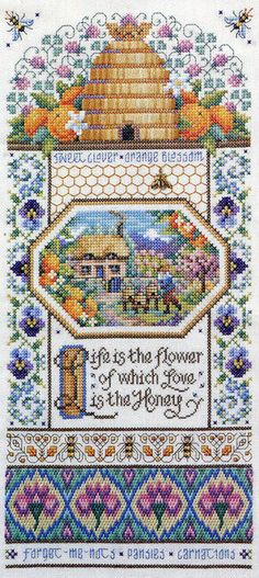 a cross stitch pattern with the words, life is the flower