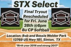 an advertisement for the stx select baseball game