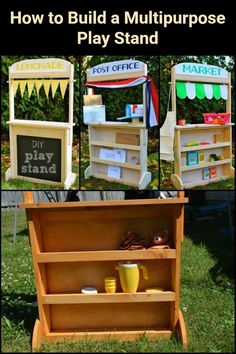 how to build a multipurpose play stand from an old bookcase and pallet