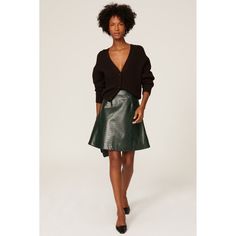 Dark green faux leather (60% Polyurethane, 40% Viscose). Leather. Back zipper closure. 19.5" from waist to hemline. Imported. Rent The Runway, Closet Designs, Faux Leather Skirt, Green Skirt, A Line Skirts, Dark Green, Leather Skirt, Faux Leather, Zipper