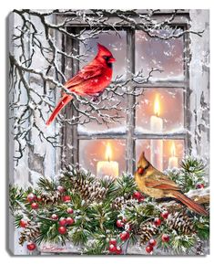 Adorned with a stunning winter scene, this canvas showcases two lovebirds - a pair of cardinals - perched peacefully amidst the garland and branches. Their vibrant red feathers pop against the serene snowy backdrop. The cozy window frame in the center of the canvas holds three flickering candles, casting a warm glow on the entire scene. Perfect Scones, Bake Banana, Taco Spaghetti, Bun Cake, Spaghetti Salad, Art Kits For Kids, Honey Bun, Scones Recipe, Christmas Diamonds