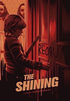 the shining movie poster with a child holding a knife