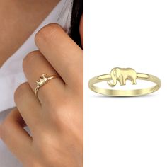 This 14k Gold Elephant Ring is a sign of unity and simply make you feel the pureness love. One of the best meaningful gift for your family and friends... ◖ A B O U T ◗ The elephant animal is typically regarded as a sign of luck and is a symbol of good fortune. Elephant jewelry is a nice present to wish someone luck with something because it is often thought to bring luck to the wearer. ◖ P R O P E R T I E S ◗ * Material: 14k Yellow Gold,14k White Gold ◖ D I O N J E W E L ◗ ‣ 14K REAL GOLD ‣ EXPR Jewelry Minimal, Boho Nature, Minimal Boho, Elephant Ring, Elephant Jewelry, Gold Elephant, Ring Dainty, Jewelry Gift Box, Stacking Rings