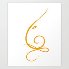 an orange and white abstract art print with swirls on the bottom, against a white background