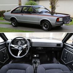 the interior and dashboard of an old car before and after remodeling with new leather seats