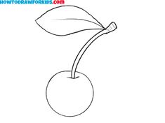 How to Draw a Cherry - Easy Drawing Tutorial For Kids Draw Food, Easy Drawing Tutorial, Food Artwork, Drawing Tutorials For Kids, Drawing Process, Drawing Tutorial Easy, Easy Drawing, Delicious Fruit, Food Drawing