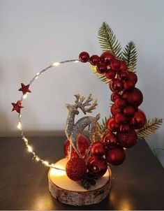 a christmas decoration with lights and ornaments