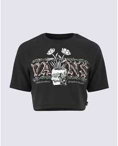 Pineapple Skull, Vase With Flowers, Vans Store, Cropped Crewneck, Vans Logo, Skull Tee, Short Sleeve Crop Top, Casual Preppy Outfits, Crop T Shirt