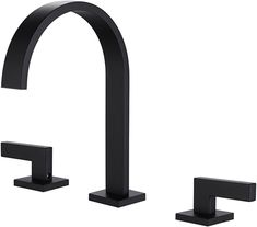 the black faucet is set up with two handles and one handle for each fauce