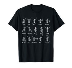 a black t - shirt with an image of different types of arms and hands on it