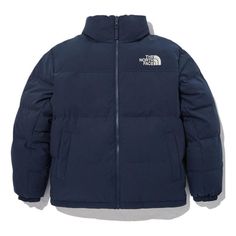 THE NORTH FACE Logo Winter Puffer Jacket 'Navy' NJ1DN77B The North Face Sporty Puffer Jacket For Cold Weather, The North Face Puffer Jacket For Winter Sports, The North Face Long Sleeve Puffer Jacket For Outdoor, Sporty Down Outerwear By The North Face, Casual The North Face Puffer Jacket For Winter Sports, Navy Puffer Jacket For Winter Outdoors, Navy Puffer Jacket For Winter Outdoor Activities, The North Face Casual Puffer Jacket For Cold Weather, Blue Puffer Outerwear For Hiking