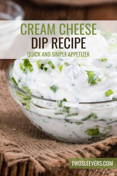 cream cheese dip recipe in a glass bowl