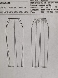 the sewing pattern for this women's pants is shown