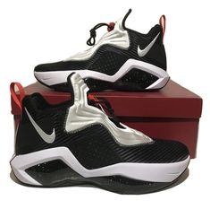 Nike Lebron Soldier 14 Mens Size 12 Black White Basketball Sneakers CK6024-002 Black Sneakers With Air Max Cushioning For Sports, Nike Black Basketball Shoes, Nike Black Basketball Sneakers, White Basketball, Tenis Nike, Vans Slip On, Nike Lebron, Basketball Sneakers, Casual Athletic