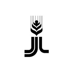 the letter j is made up of two lines and has an image of a plant in it