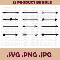 the svg bundle includes 12 different arrows, including one arrow and two smaller arrows