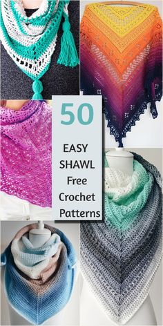 the 50 easy shawl crochet patterns are great for beginners to make