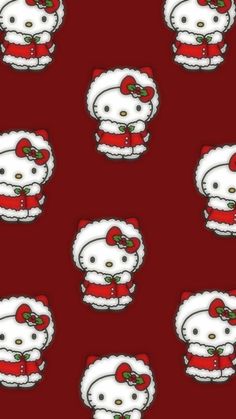 the hello kitty wallpaper is red and white