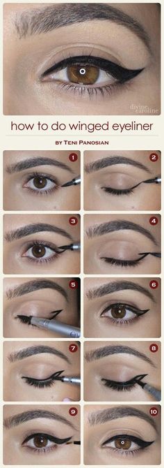 Cat eye makeup How To Do Winged Eyeliner, Teknik Makeup, Mekap Mata, Apply Eyeshadow