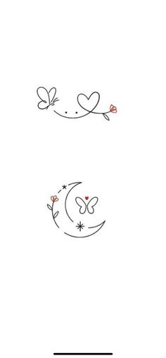 two butterflies flying over the moon with stars and hearts on it's wings, one is