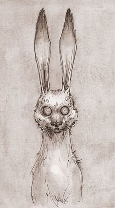 a drawing of a rabbit with big ears