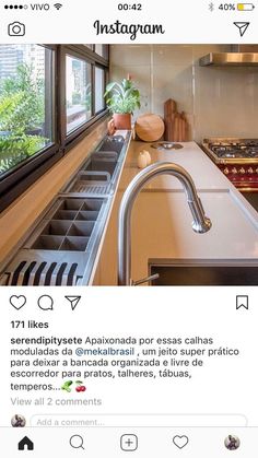 the instagram page shows an image of a kitchen with stainless steel faucets