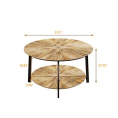 two tiered coffee table with measurements for each side