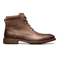 Florsheim Men's Lodge Cap Boot Brown Crazy Horse - 3004715 - Tip Top Shoes Cap Toe Boots, Shoe Repair, Leather Cap, Crazy Horse, Kids Boots, Lace Boots, Stacked Heel, Brown Boots, Top Shoes