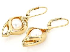 8-9mm White Cultured Freshwater Pearl 18k Yellow Gold Over Sterling Silver Earrings. Measure approximately 1 9/16" L x 1/2" W and have lever back backings. Colors, shapes, and sizes may vary. Elegant Yellow Gold Pearl Earrings With Polished Finish, Elegant Yellow Gold Earrings With Lever Back, Elegant Yellow Gold Lever Back Earrings, Elegant Gold Jewelry With Lever Back, Elegant Drop Earrings With Lever Back, Elegant 14k Gold Jewelry With Lever Back, Elegant 14k Gold Lever Back Jewelry, Formal 14k Gold Lever Back Jewelry, Elegant Gold Earrings With Lever Back