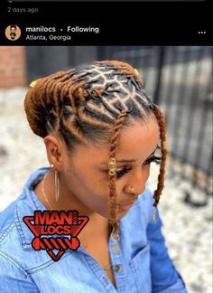 Styles For Starter Locs For Women, Dreadlock Short Hairstyles Black Women, Loc Styles Two Braids, Loc Up Styles, Extremely Short Loc Styles, Low Loc Styles For Women, Styles With Dreads For Women, Simple Dreadlocks Styles Black Women, Loc Hairstyles For The Beach