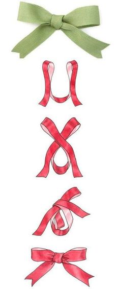 ribbons and bows are arranged in the shape of letters