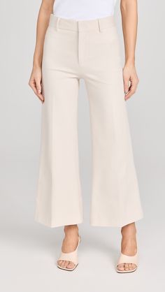 Fast Free Shipping & Free Returns on FRAME Le Crop Palazzo Trousers at Shopbop. Shop new arrivals from FRAME at Shopbop.com Chic Elastane Dress Pants For Workwear, Chic Wide Leg Pants With Zipper Closure, Chic Wide Leg Bottoms With Zipper Closure, Spring Wide Leg Bottoms With Zipper Closure, Spring Wide Leg Work Pants In Elastane, Spring Office Elastane Pants, Modern Fitted Pants With Zipper Closure, Modern Mid-rise Workwear Pants, Mid-rise Elastane Bottoms With Welt Pockets