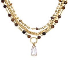 Accessorize in style with this Sonoma Goods For Life Gold Tone 3-Row Beads & Crystal Teardrop Necklace. Click on this JEWELRY & WATCHES GUIDE to learn about fit, styles, materials and more! Accessorize in style with this Sonoma Goods For Life Gold Tone 3-Row Beads & Crystal Teardrop Necklace. Click on this JEWELRY & WATCHES GUIDE to learn about fit, styles, materials and more! FEATURES Shortest chain: 16-in. Longest chain: 18-in. Clasp: lobster-claw Nickel free Metal: iron Material: glass Plating: gold tone Finish: worn gold Imported Crystal accents Size: One Size. Color: Brown. Gender: female. Age Group: adult. Teardrop Necklace, Iron Material, Long Chain, Layered Necklaces, Lobster Claw, Crystal Beads, The Row, Gender Female, For Life