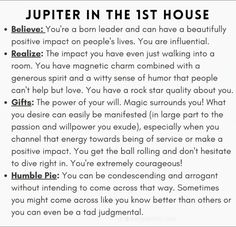 a poem written in black and white with the words jupter in the 1st house