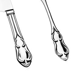 a knife and fork are shown in black and white, as well as an image of the same object